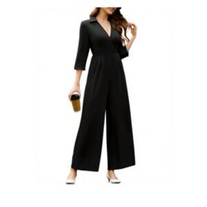 Long Sleeve  Neck Wide Leg Long Jumpsuit, MEDIUM, 22J-167J001